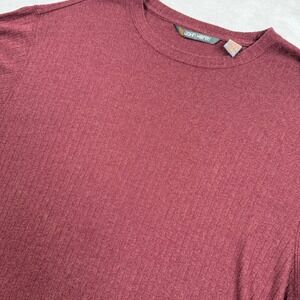 John Henry Mens Burgundy Ribbed Short Sleeve Crewneck Shirt Maroon XL RN 37763